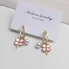 Fuchsia earrings, four-leaf clover
