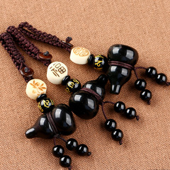 Manufacturer Directly Operated Natural Mexican Obsidian Gourd Keychain Pendant Small Gourd Bodhi Wholesaler Mobile Chain