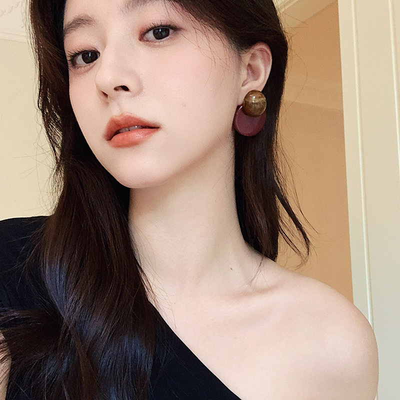 覆古几何撞色圆球圆盘耳钉女轻奢高级感耳环精致耳饰2025新款爆款|undefined