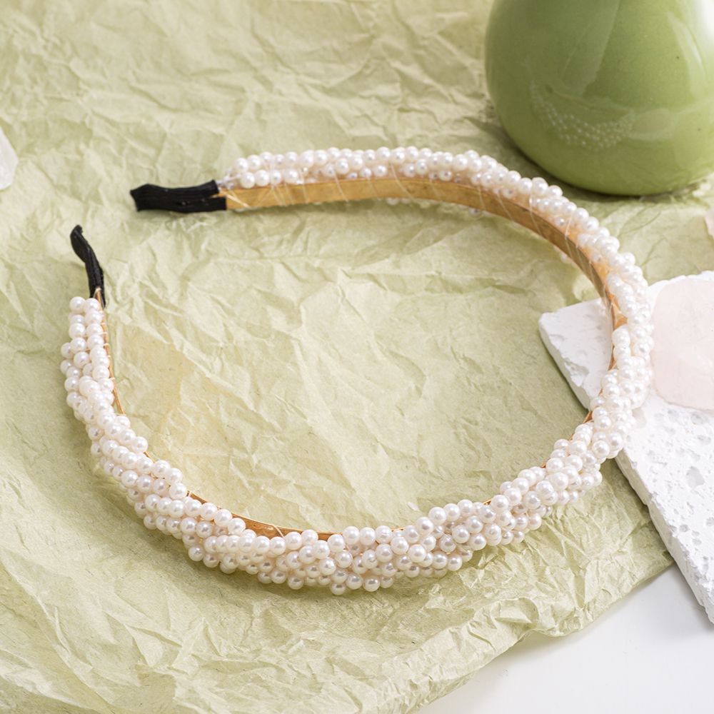 화이트 진주 머리띠