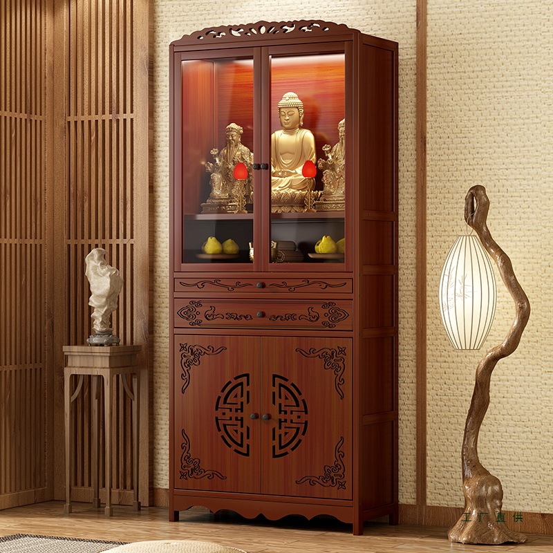 New Chinese-Style Standing Cabinet, Solid Wood Color Altar Table, Shrine, Worship Table, Guanyin Buddha Statue, Offering Table