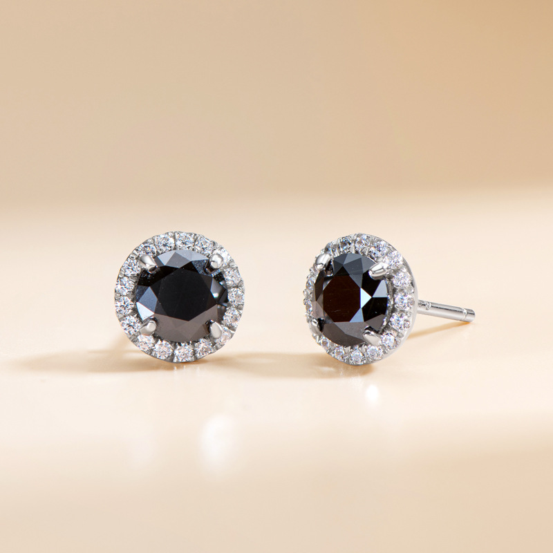 100g Weight Moissanite Inlay Material Ear Studs Classification 1 Pair Quantity 1 Pair 925 Sterling Silver Moissanite Round Ear Studs
