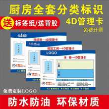 酒店4D冰箱管理卡厨房标识学校厨房冰箱管理责任卡全套炒灶提示牌