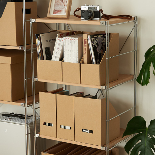 Leather paper multi-layer drawer minimalist bookend box office desk A4 paper file organization folding storage cabinet