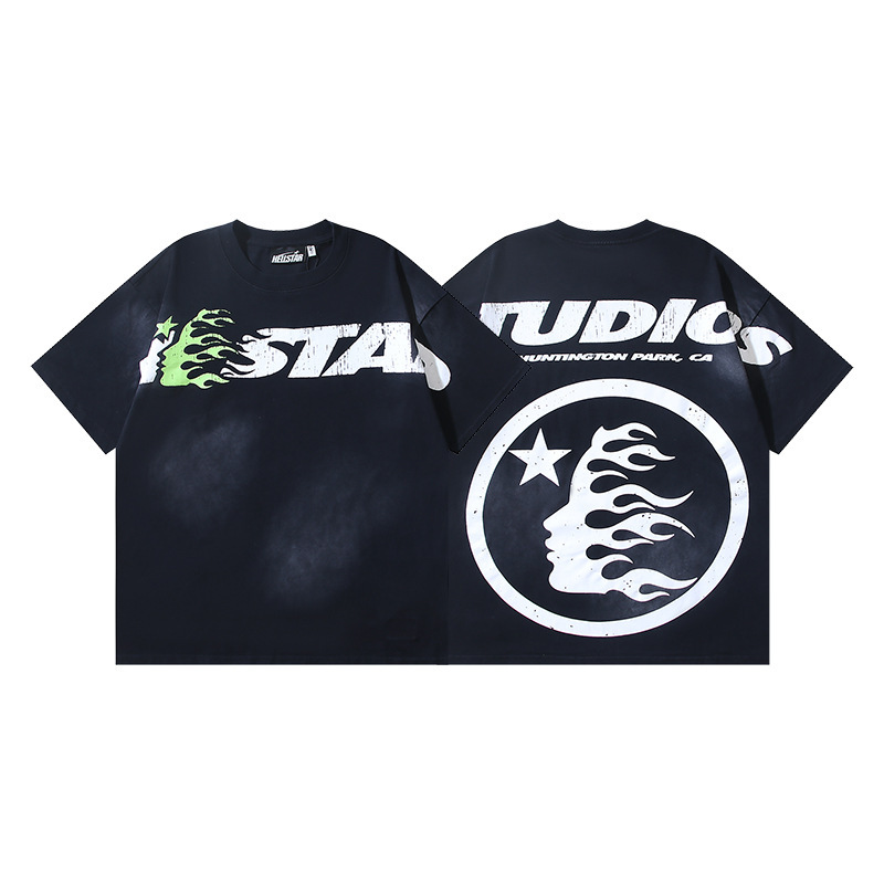 25ss 夏新作 Hellstar アメリカンファッション ハイストリート ウォッシュ加工 ダメージ加工 プリント ゆったり 半袖 Tシャツ 男女兼用|undefined