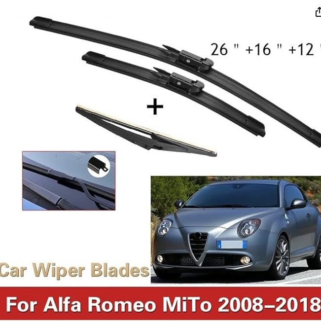 Suitable for Alfa Romeo MiTo 2008-2018 front and rear window wipers 26 16 12 wiper