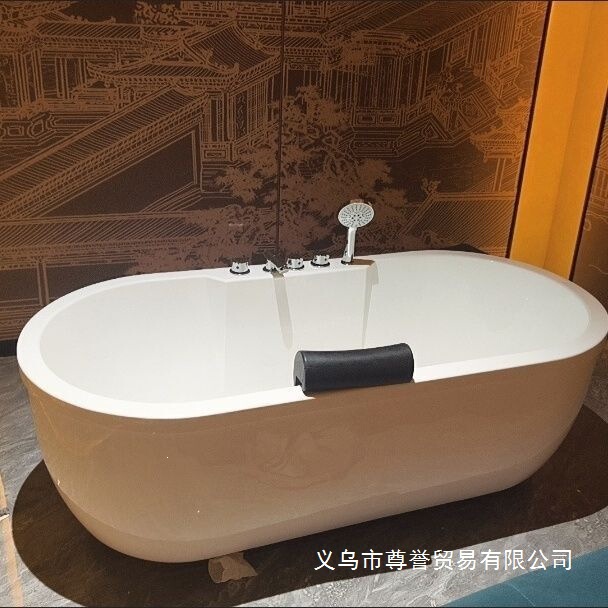 Acrylic Small-Sized Adult Bathtub for Home Use, Hotel Double-Layer Insulation, Spa Freestanding Bathtub