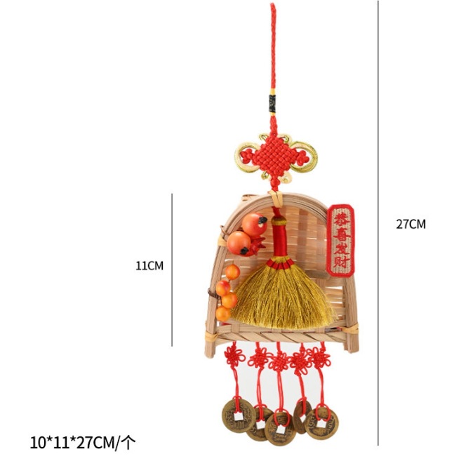 Fiesta del Dragón accesorios colgantes colgantes hechos a mano DIY material linterna de bambú cuerdas coloridas bolsas de incienso perfumadas escoba y coleta