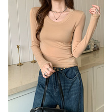 圆领打底衫女秋冬季2025年新款外穿上衣韩系内搭修身紧身长袖t恤