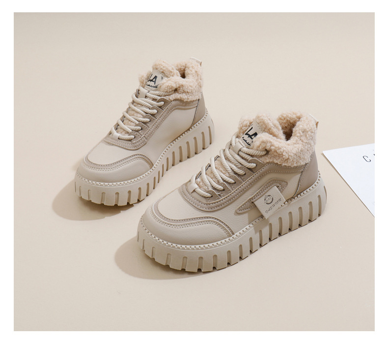 Stivali da neve alti in velluto invernale per studentesse, scarpe calde casual con plateau, scarpe di cotone_voghion.com