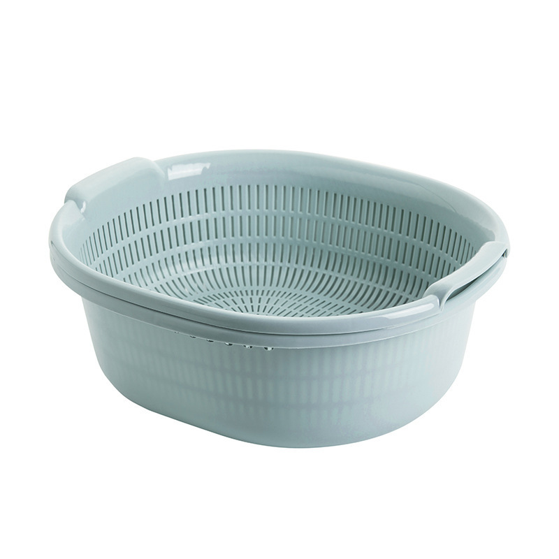 Double-layer Vegetable Large Basket, Kitchen Plastic Perforated Rice Washing And Multi-purpose Draining Basket Set,_voghion.com