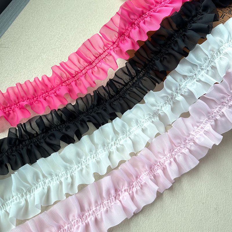 雪纺褶皱密抽服装蕾丝花边辅料衣帽配件窗帘包装手工装饰材料搭配