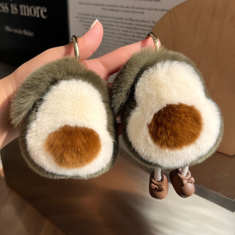 Real Rex Rabbit Fur Cute Acura Car Keychain Pendant Ins Internet Celebrity Plush Ball Schoolbag Pendant Gift