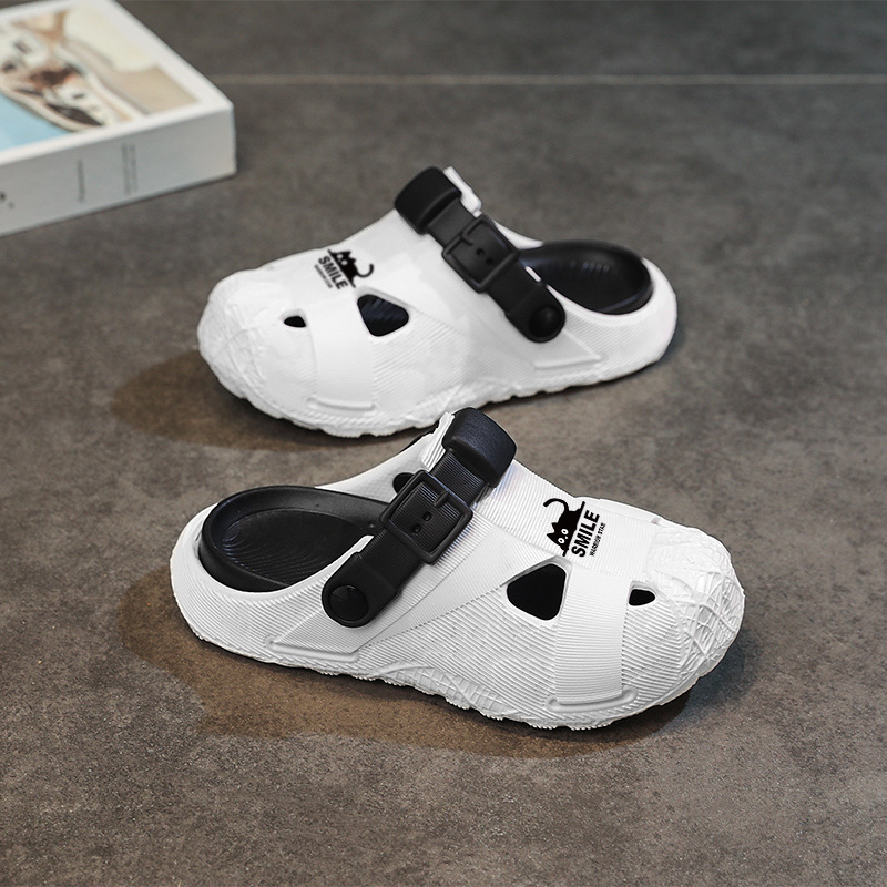 2025 zapatos con agujeros para padres e hijos, sandalias antideslizantes de suela gruesa para niños de mediana edad, zapatillas de Baotou para hombres y mujeres, zapatos de playa