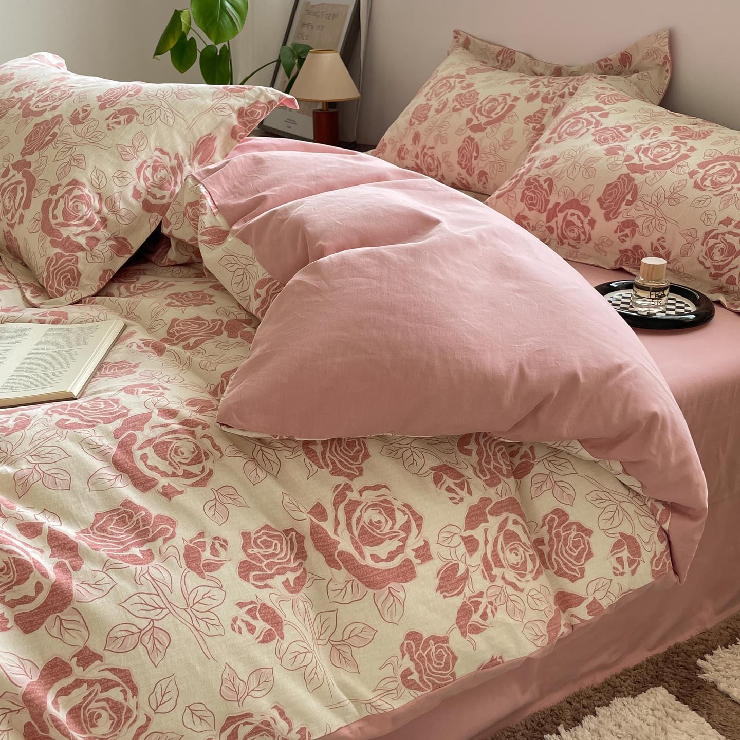 Algodón grueso de cuatro piezas, sábanas de algodón lavado con agua, dormitorios de estudiantes, tres piezas