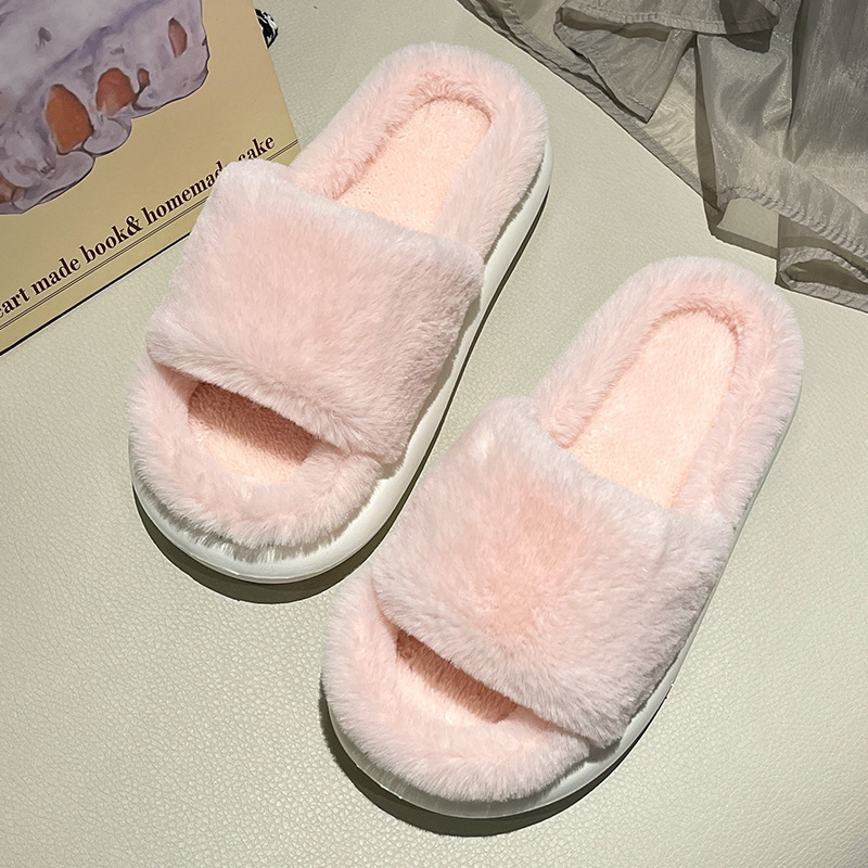 毛のスリッパの女性の秋冬の外は滑り止めの室内の厚い底の家の毛のふわふわしている月子の綿のスリッパの男性の冬を着ます。|undefined