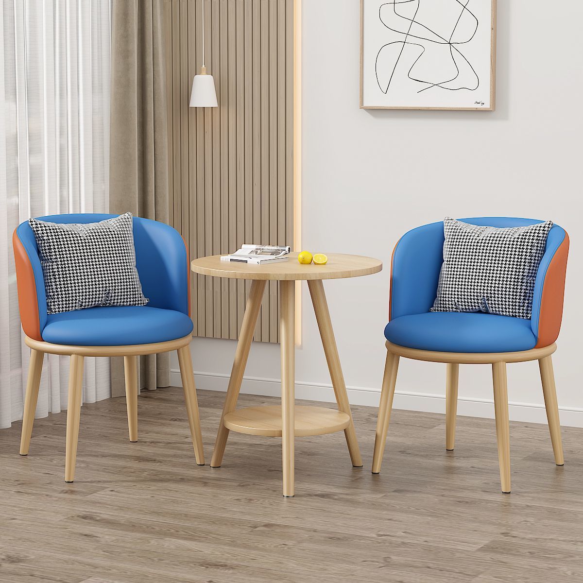 Mesa y silla de ocio balcón sala de estar de lujo ligera mesa y silla combinación de hotel de alojamiento residencial negociación en línea mesa y silla set de tres piezas
