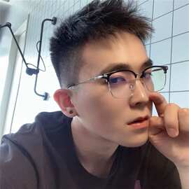 新款复古商务半框眼镜男生TR90眉毛大框眼镜架学生配镜防蓝光眼镜