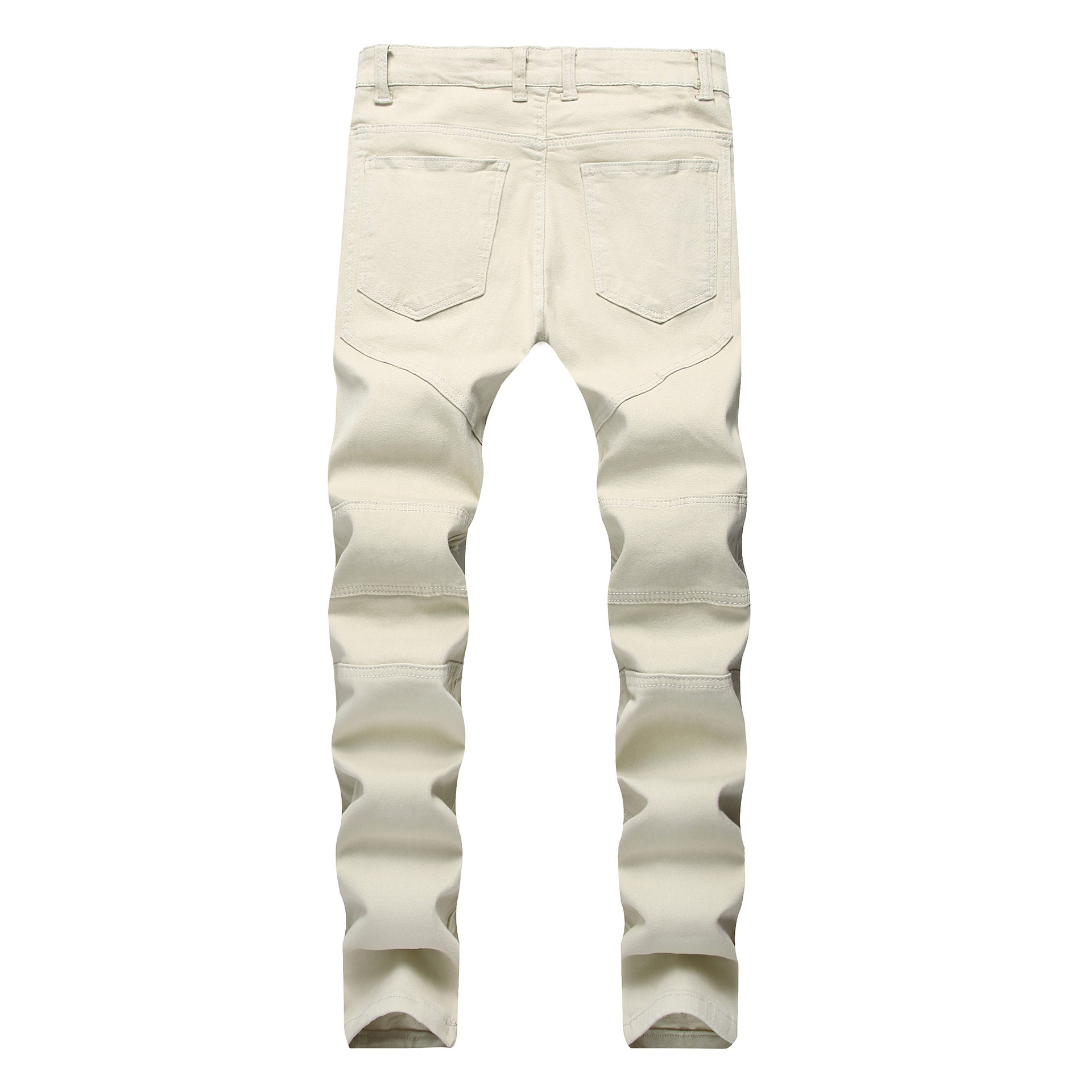 Men's jeans with personalized trendy folds, slim fit and elastic fit, men's fashionable pants_voghion.com