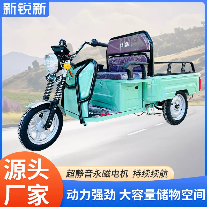 家用小型货运农用三轮车成人代步拉货送货载重储存摆摊电动三轮车