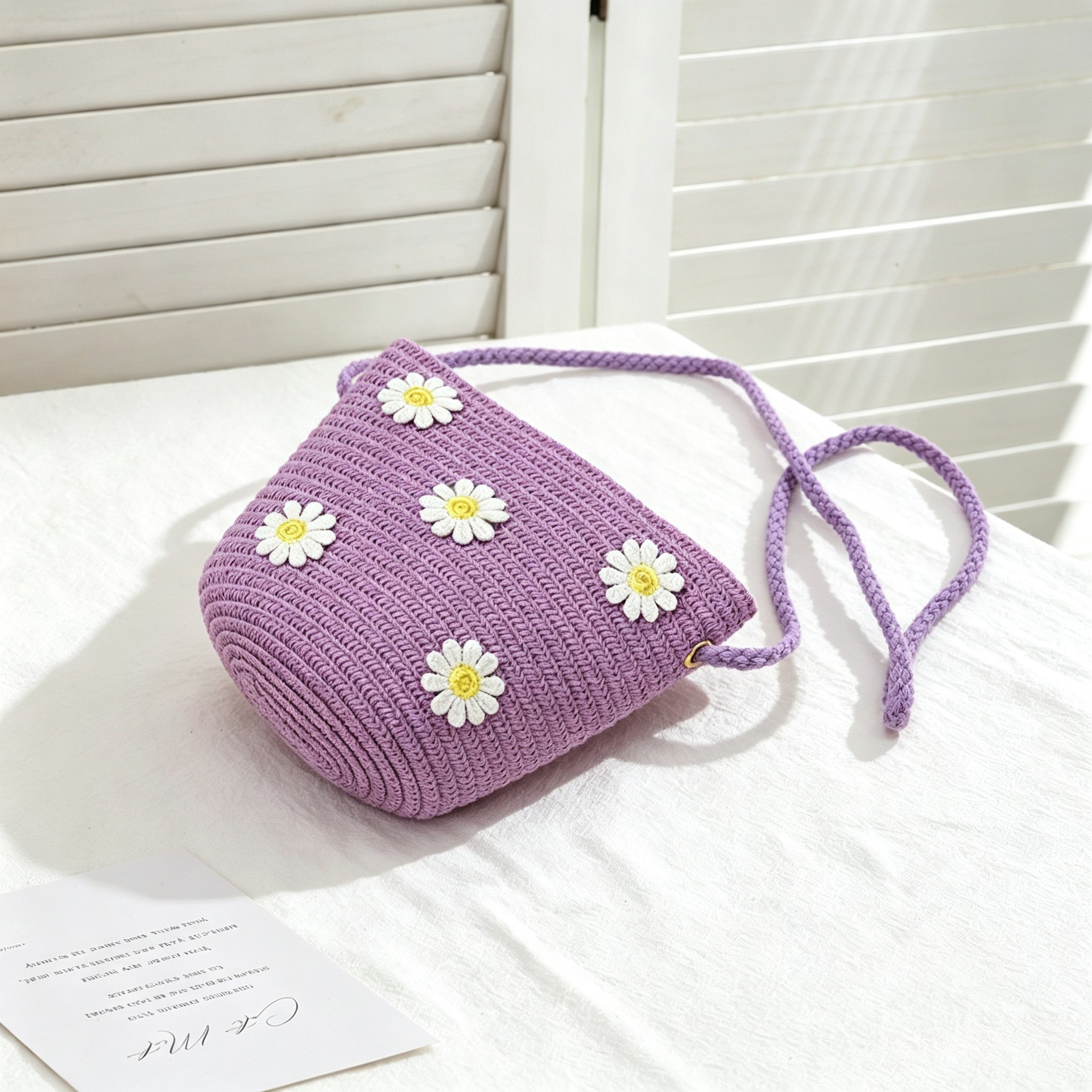 New spring and summer children's bags: daisy flower small crossbody bag, baby crossbody bag, beach straw small backpack