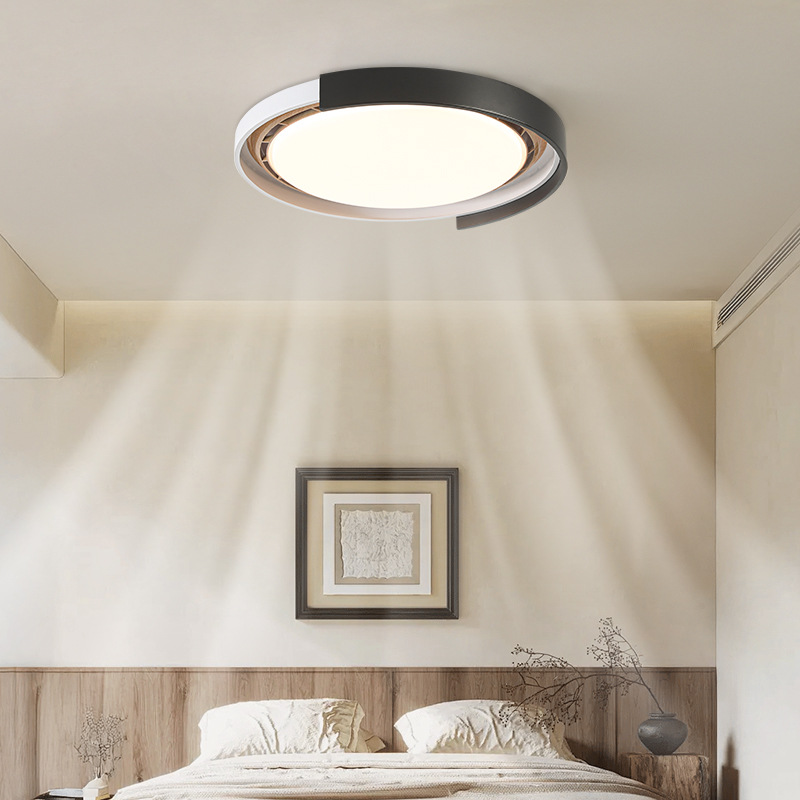 Luz de ventilador sin hoja de grano de madera de nogal, lámpara de techo de dormitorio minimalista, lámpara de ventilador de techo de estudio de dormitorio principal invisible minimalista moderna