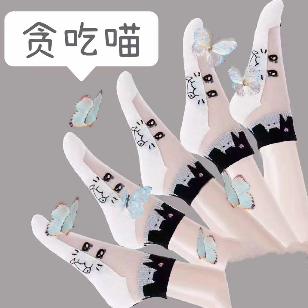 24 years spring and summer new socks women's socks Japanese academic style cartoon card stockings glass silk invisible shallow mouth boat socks