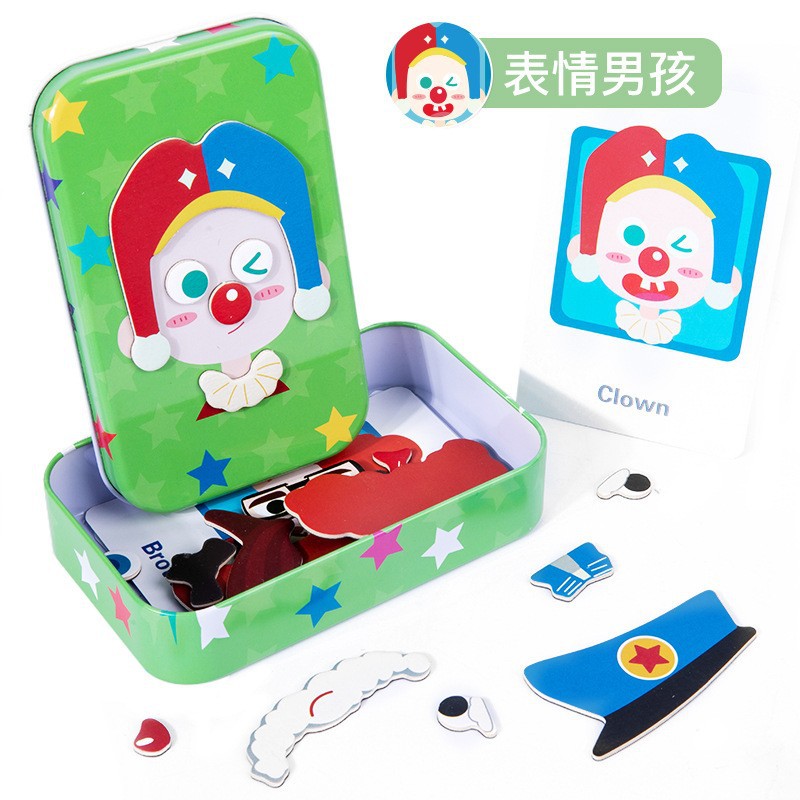 Juguetes educativos magnéticos de madera para el desarrollo de la primera infancia, rompecabezas para niños, figuras que cambian de cara, juegos de simulación, imanes para disfrazarse.