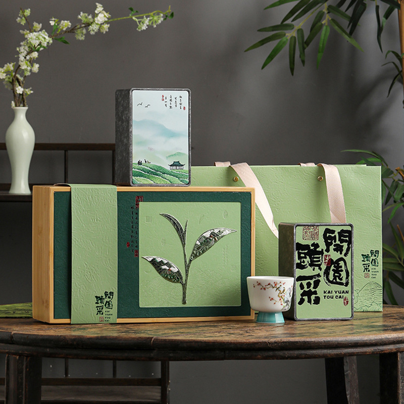 2025新款绿茶包装盒空礼盒高档竹盒碧螺春信阳毛尖茶叶礼品盒空盒