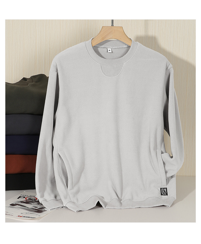 Japanese-Inspired Fleece Pullover - 300GSM Drop Shoulder Oversized Sweatshirt With Side Pockets For Men_voghion.com