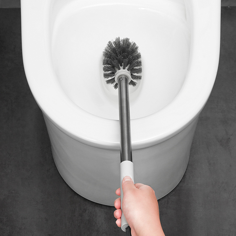 Cepillo de inodoro sin callejones sin salida, hoyos en cuclillas para el hogar, mango largo con base para lavar inodoros, inodoro montado en la pared, cepillo de limpieza de inodoros, cerdas duras