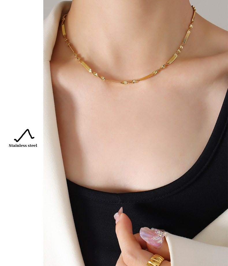 Retro Geometric Titanium Steel Plating Bracelets Necklace