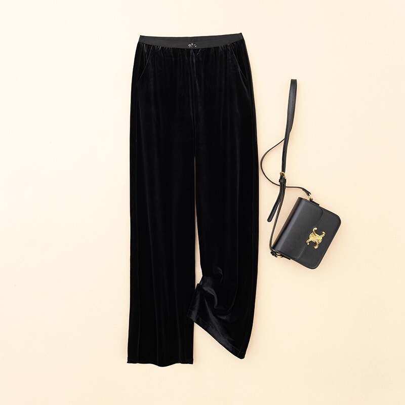 Factory Direct Velvet Drape High-Waisted Slim Narrow Wide-Leg Straight Pants Casual Pants Available in Large Sizes