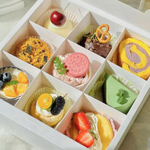 2022新款甜品包装 6粒9粒烘焙西点盒开窗马芬蛋糕盒九宫格甜品盒
