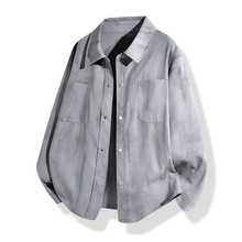 扎染翻领衬衫男春秋季新款青少年潮牌百搭休闲夹克加大码宽松外套