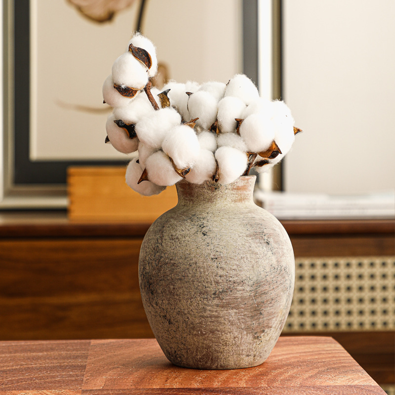 The Cross-border Hot Sale of Coarse Pottery Vase Retro Homestay Flower Artwork Art Small Caliber Decorative Clay Vase The Cross-border Hot Sale of Coarse Pottery Vase Retro Homestay Flower Artwork Art Small Caliber Decorative Clay Vase