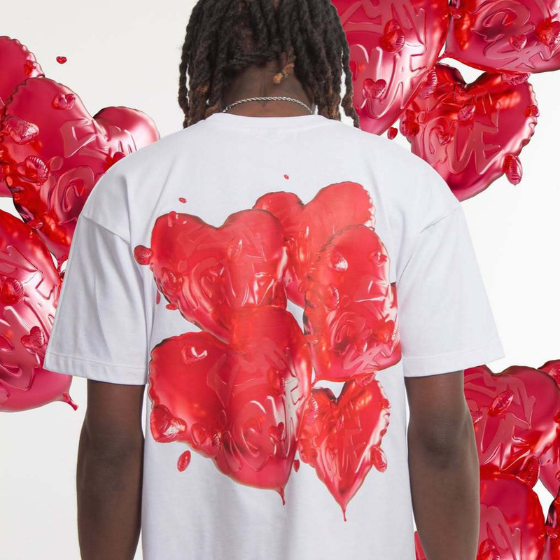 European and American Cross-Border Sweet Heart Print Casual T-Shirt Cross-Border Round Neck Pullover Short-Sleeved Tops for Men and Women European and American Cross-Border Sweet Heart Print Casual T-Shirt Cross-Border Round Neck Pullover Short-Sleeved Tops for Men and Women
