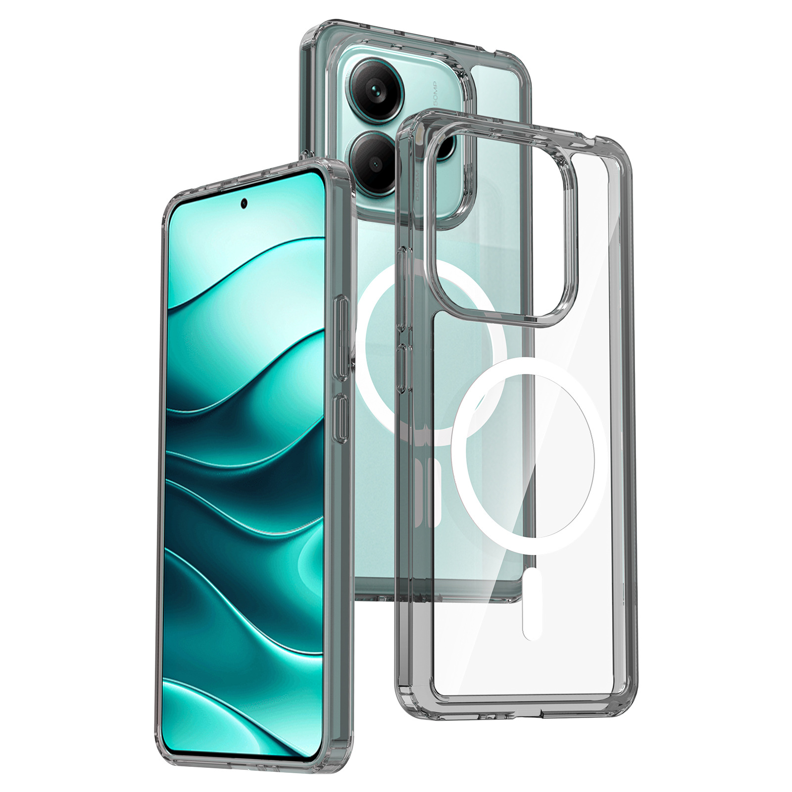 Aplicable Redmi note14 5G funda para teléfono móvil anticaída magnética transparente NOTE 14 PRO 5G dos en uno