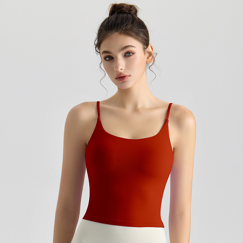 Chaleco de yoga Weiman Fitness Sling para mujer, con almohadilla integrada para el pecho, a prueba de golpes y antibacteriana, tirantes finos, espalda en forma de U, hermoso sujetador deportivo.