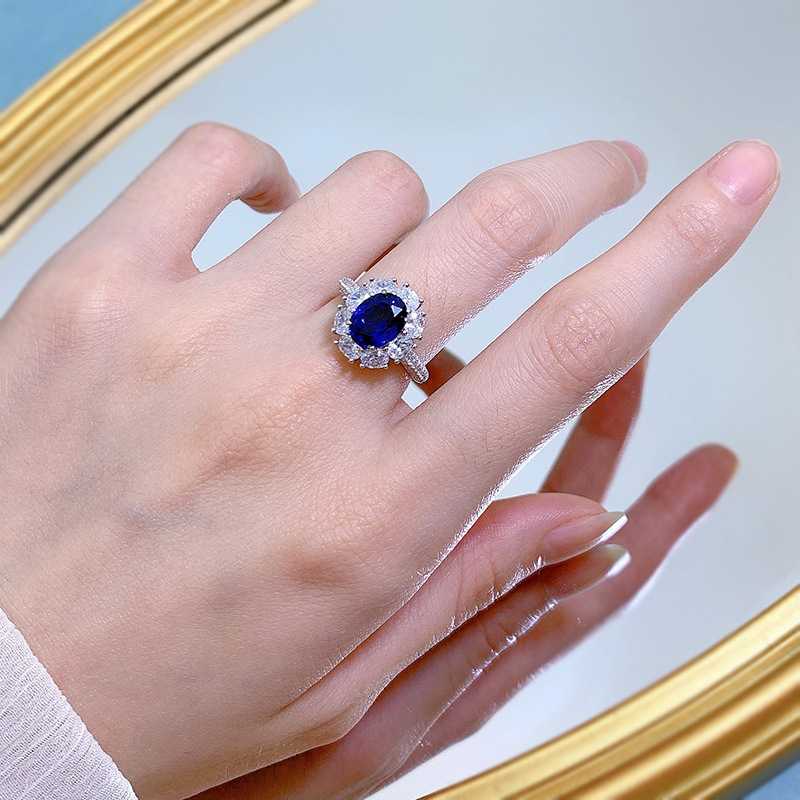 925 Sterling Silver Material Oval Pattern Women'S Gender 925 Sterling Silver Zircon Oval Rings