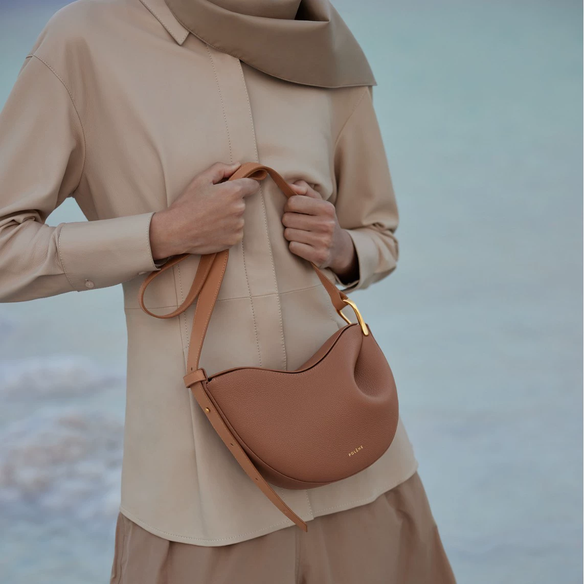 French niche brand Pol color block 2024 new women's bag Tonca pea bag genuine leather one-shoulder crossbody fashion bag