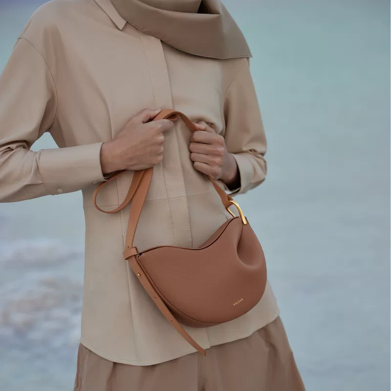 French niche brand Pol color block 2024 new women's bag Tonca pea bag genuine leather one-shoulder crossbody fashion bag