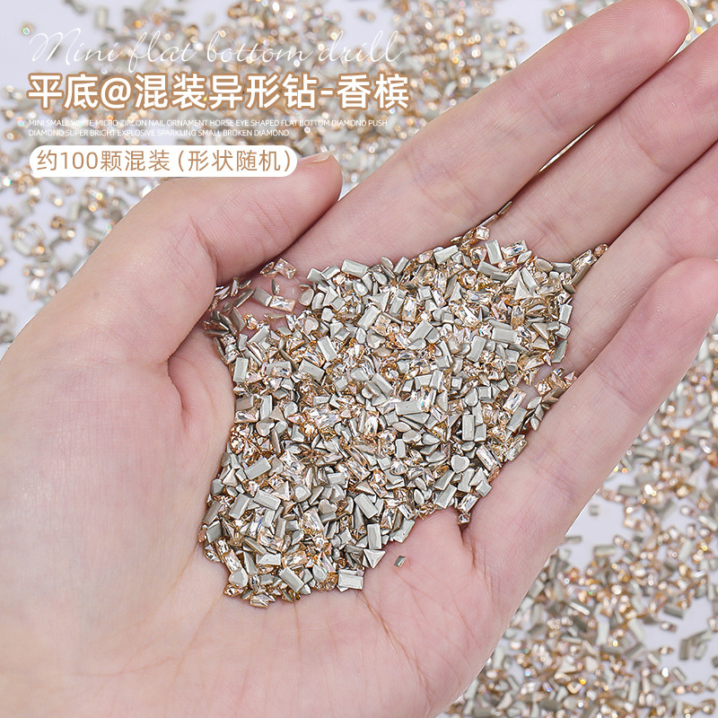 Nail circón invertida borde plano diamante Super Flash joyería de uñas blanco transparente Mini tamaño pequeño circón flash decoración de uñas