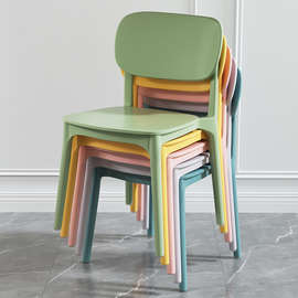 U4IZ加厚塑料椅子家用休闲靠背凳子简约可叠放商用餐椅现代卧室学