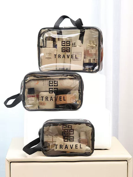 Pvc Transparent Cosmetic Bag, Toiletry Bag, Travel Portable Storage Bag, Waterproof Large-Capacity Portable Cosmetic Bag Storage Bag