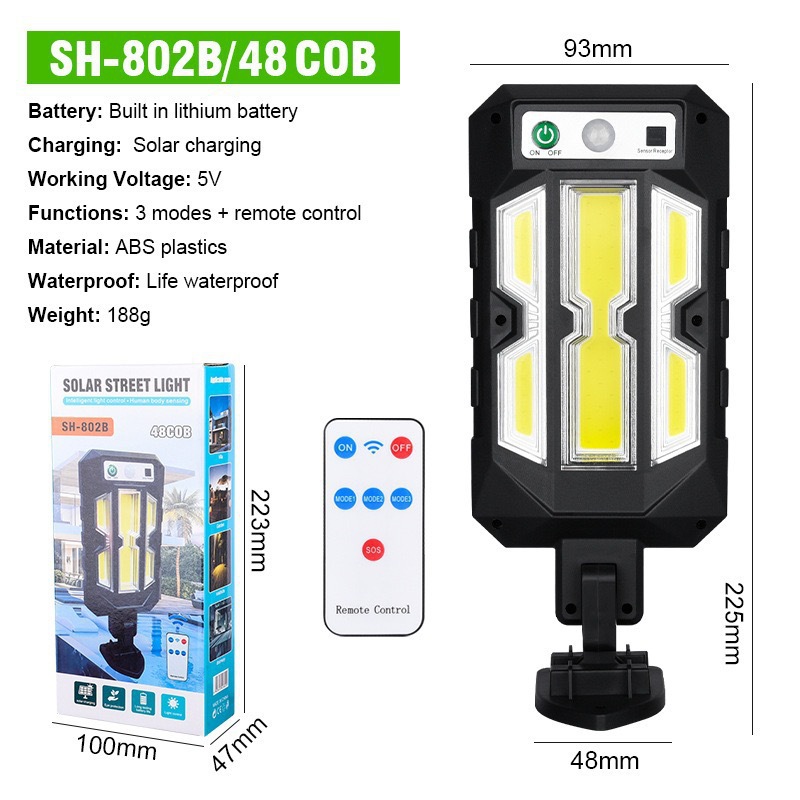 Nueva lámpara de pared solar inducción humana lámpara de camino correa de control remoto antiagua jardín exterior LED iluminación de patio