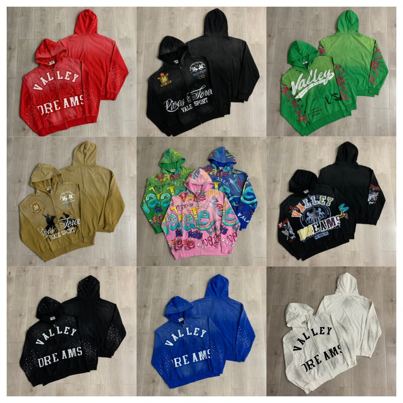 American cross-border trendy brand Vale Forever skull digital print hoodie, unisex sweatshirt with zipper