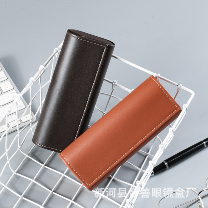 Wholesale High-Quality Eyeglass Cases, Portable, Simple Leather, Anti-Pressure, Retro Sunglasses Case, Sunglasses Case, Ready Stock, Customizable with Printing