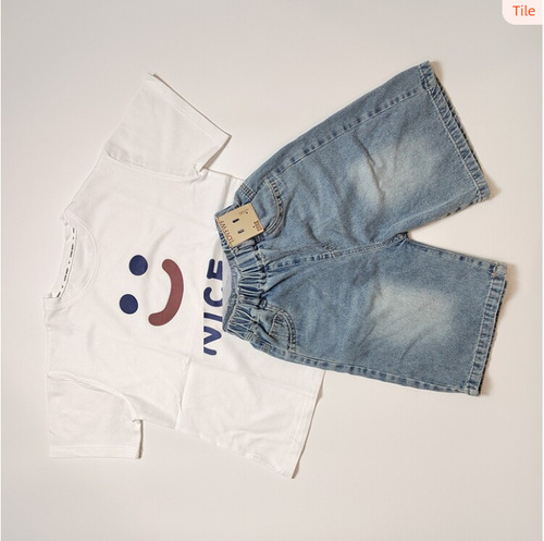 Children's Summer Set of Jeans and T-shirt, Style 2325, Children's Summer Casual Set, Phone Shown