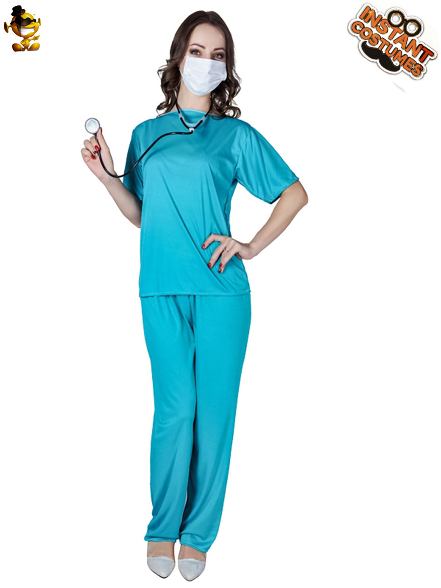 Azul médico enfermera traje de la mascarada ropa de fiesta de Halloween Cosplay traje etapa uniforme pastel